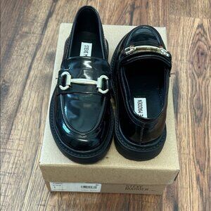 Girls Steve Madden Glossy Black Loafers